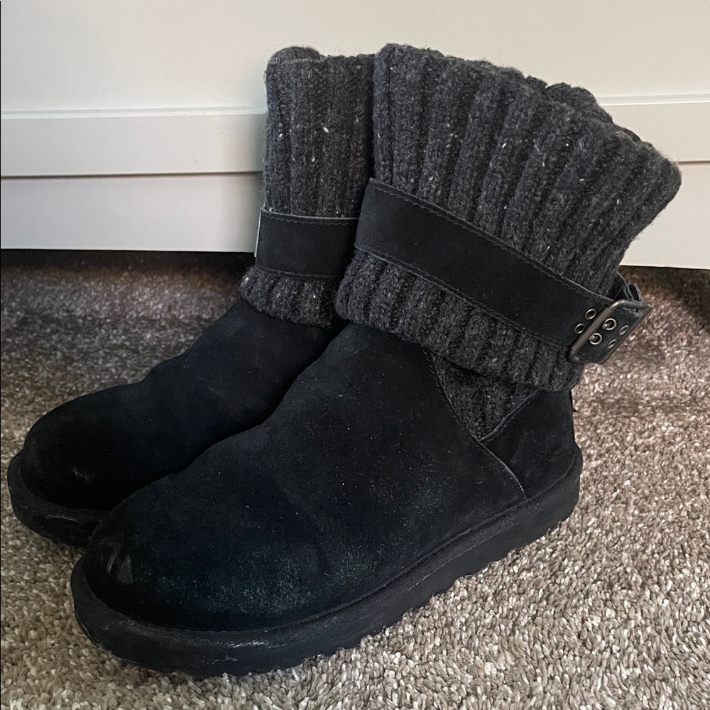 UGG Black and Gray Knit Winter Boots